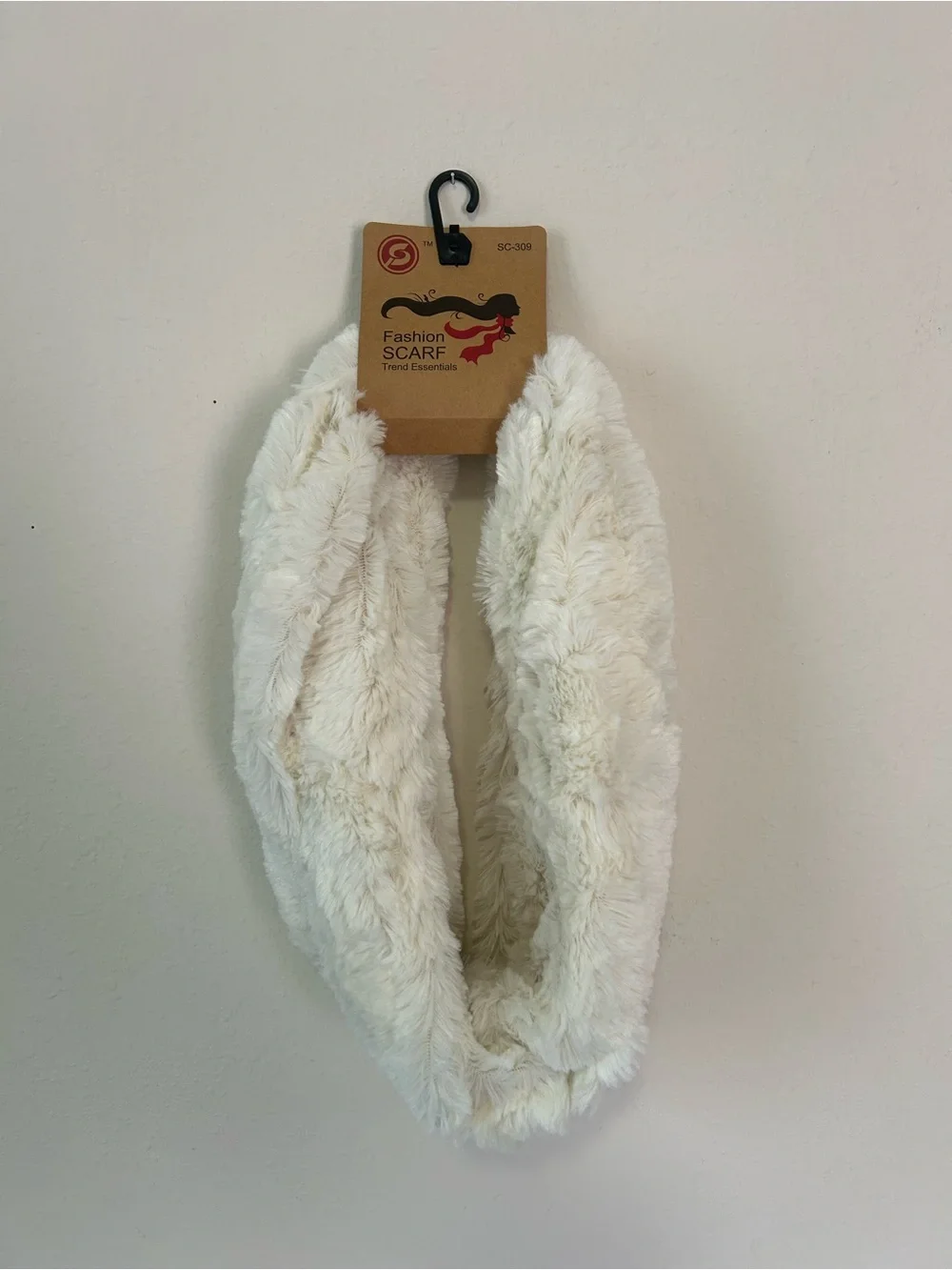 Essentials Cream Faux Fur Infinity Scarf